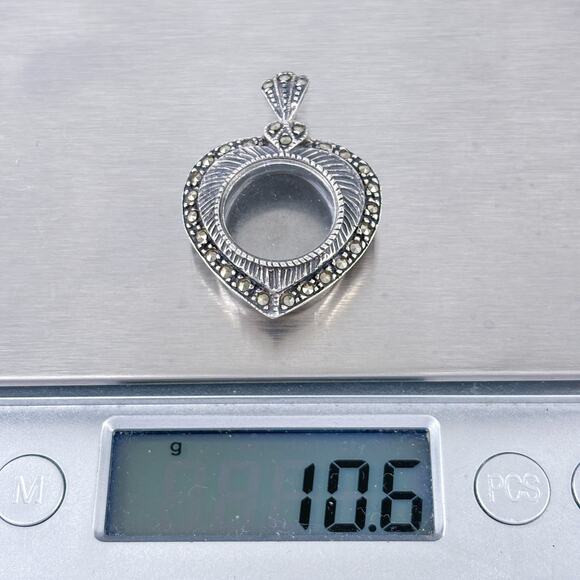 Heart Frame Watch Pendant Case | Ornate | Vintage Sterling Silver 925 - Picture 8 of 8